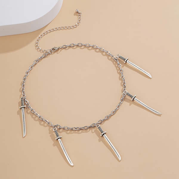 Nytt Hip Hop Punk Svärd Hänge Halsband Gotisk Vintage Nyckelben Kedja Choker