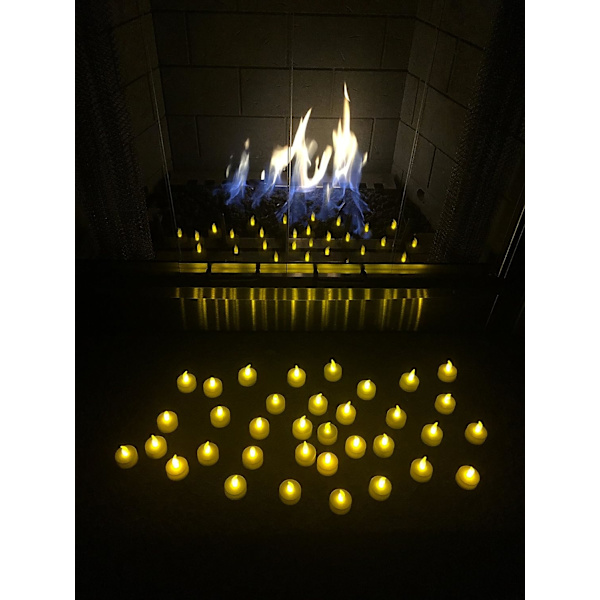 Flamlösa LED-värmeljus, batteridrivna doftfria LED-värmeljus, falska ljus CR2032 gult ljus blinkande
