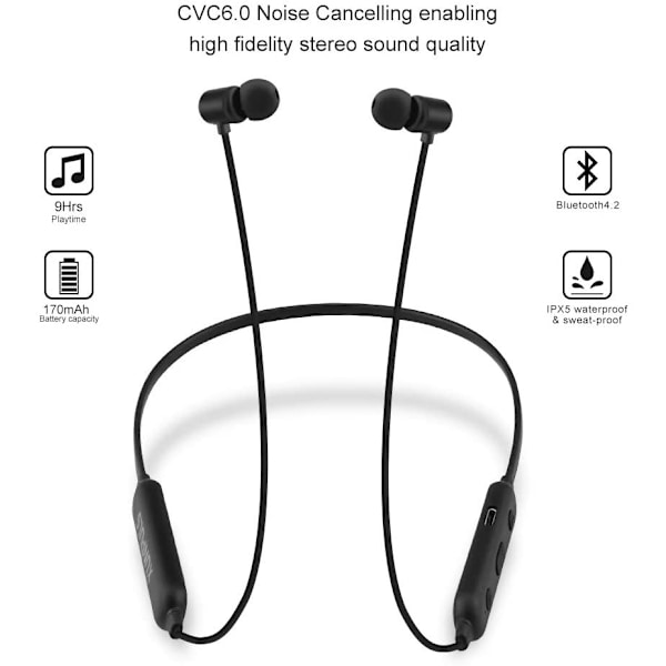 All Day Unlimited Neck Sports Bluetooth-hovedtelefoner - Sort