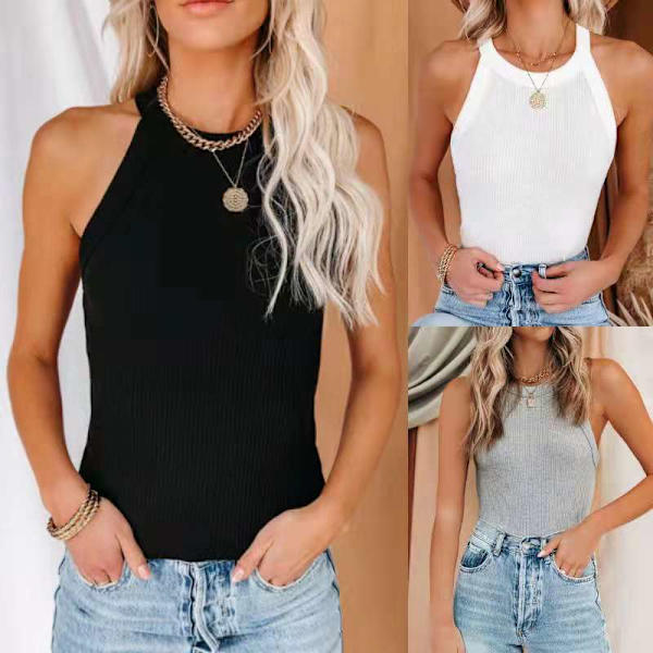 Womens Tops Sleeveless Halter Racerback Summer Basic Tee Shirts Cami Tank T
