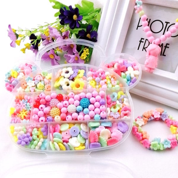 DIY-armbandspärlor Set Halsbandspärlor String Kit för barn Byggnad