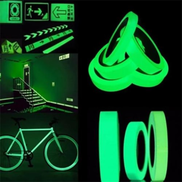 Tape 2cm * 3m - glødende i mørket/glow in the dark, reflekterende