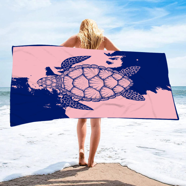 Strandhandduk – Blå med tropisk design, L 70*150CM Cool Hawaiian, Marinblå B
