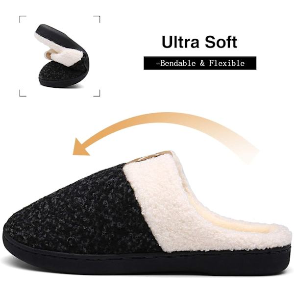 (M)Tøfler Menn Kvinner Vinter Tøfler Memory Foam Plysj Varme Hjemmetøfler Sklisikre Sko Tøfler,(40-41 28cm)