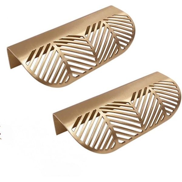 2 st handtag bladform skåp låda skåpdörr mässing guld möbel skåp handtag kök dörr låda dra knoppar