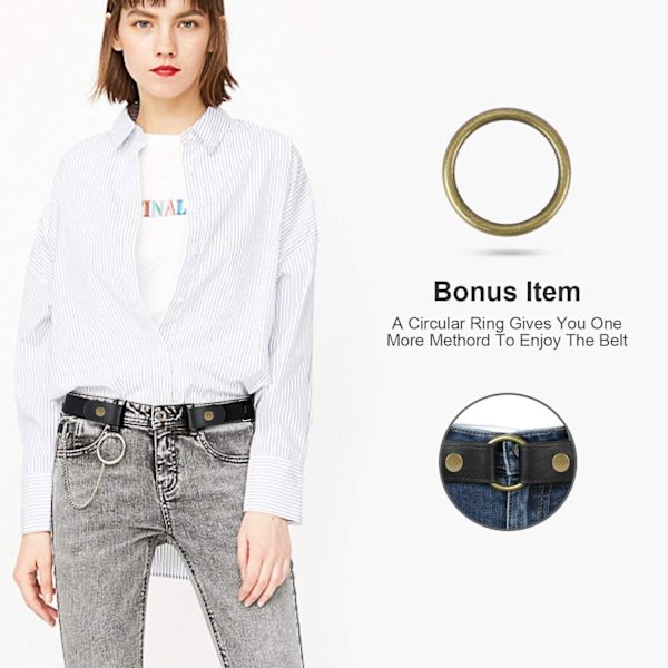Spännlöst stretchbälte för damjeans, elastiskt spännlöst osynligt bälte