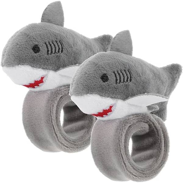 2 stk plysjring armbånd for barn baby plysjleke jungeldyr utstoppede hunder for barn dyr for barn hai klapp armbånd grå 23*6cm