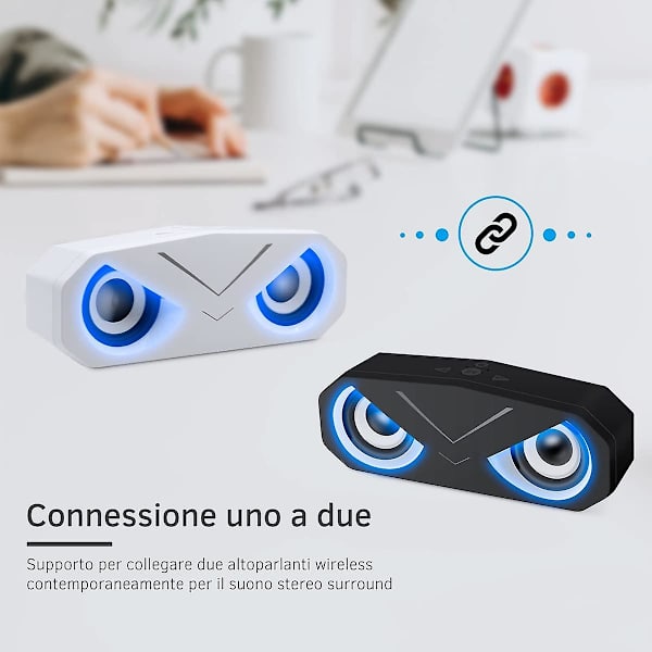 2000mah trådlös Bluetooth 5.0-högtalare med led-ljus för djup bas, aux Tf Sub