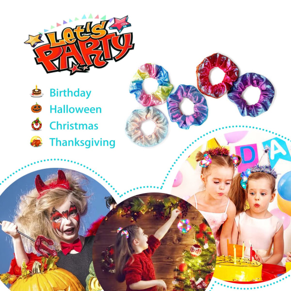 5 stk. lysende hårstrikk for jenter, LED-hårbånd, 3 lysmoduser, elastiske hårtilbehør for kvinner, datter, Halloween, julefest, bursdagsgave