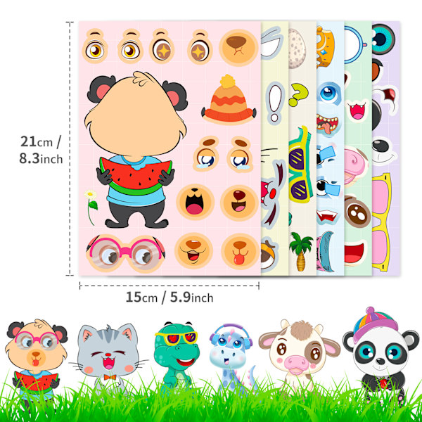 12 kpl Lapset Tee Oma Eläintarran Tarrat Sarjakuva Panda Dinosaurus K