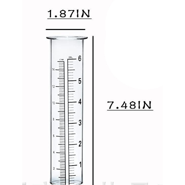 21 cm hög regnmätare i glas, regnmätare litermätare med jordspett, regn