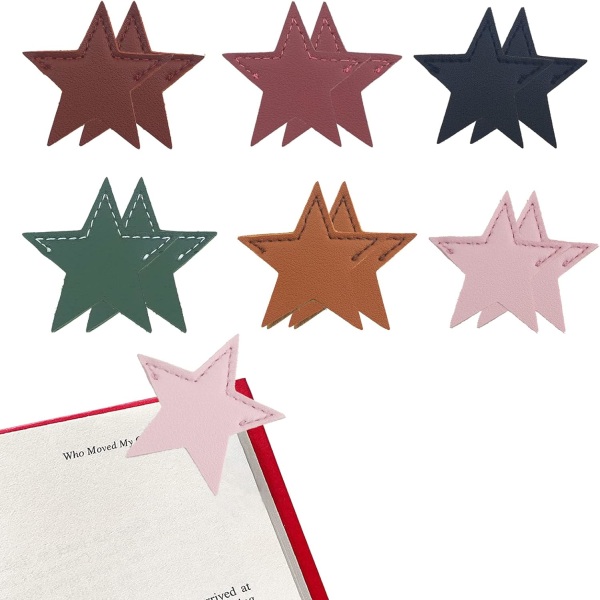 12 stk. læder pentagram bogmærker, bogmærker til bogelskere gaver, kvinder, bogmærker, bogmærke, søde bogmærker