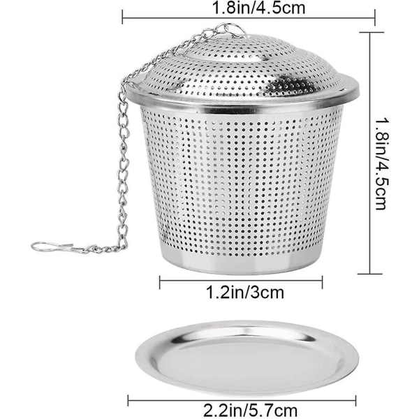 2 st teinfuser, tesil, tefilter finmaskig rostfritt stål teinfuser te sil med droppbricka för muggkopp tekanna