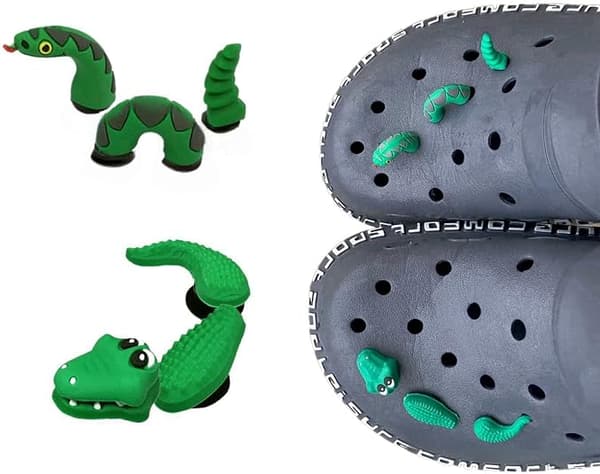 2 Set (Orm, Alligator) Skoprydnader för Crocs Clog Sko Dekoration