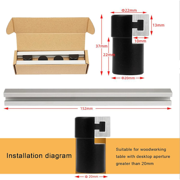 2 stk. Snekkerbord Hjelpeverktøy for Posisjonering Benk DIY Stopp Høvling 20mm Hull Aluminium Legering Hundeklemme (20mm)