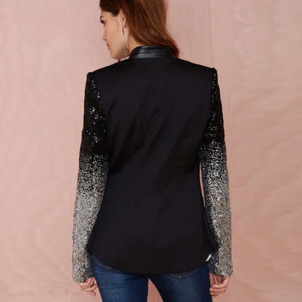 Dam Sequin Blazer Slim Casual Kostym, XL