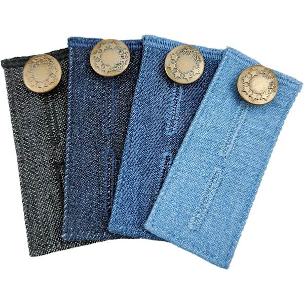 4PC Unisex Jeans Bukser Livvidde Ekspander Livvidde Extender Knapp Elastisk