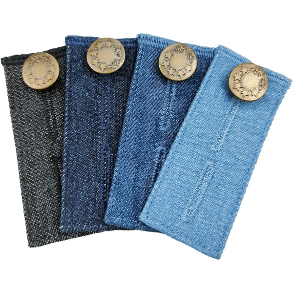 4PC Unisex Jeans Byxor Midje Expander Midjebandsförlängare Knapp Elastisk