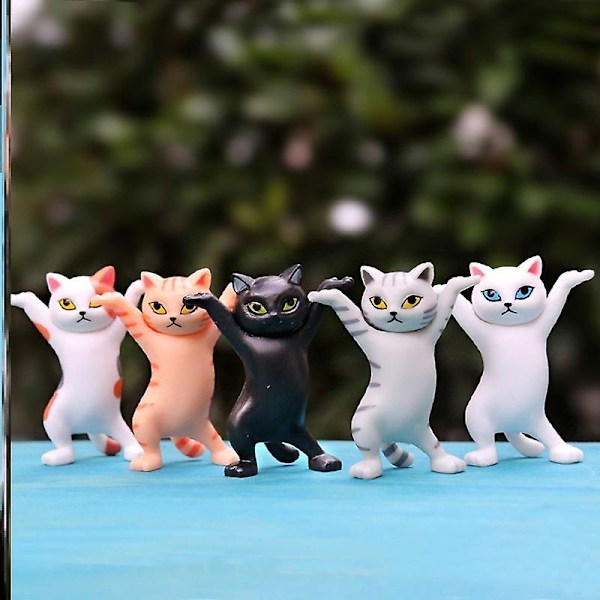 5 Models Dancing Cat Figure Decoration Animation Cat Model Fashion Toy Enchanting Cat Capsule Toy Doll Cake Decoration