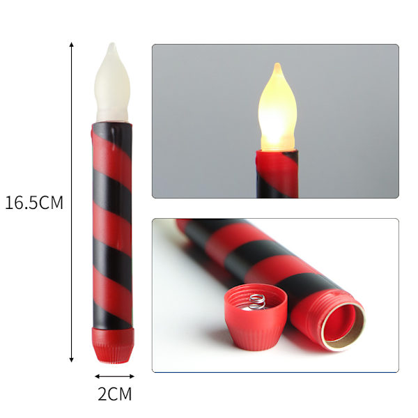 12-pakke julelys uten flamme, flimrende batteridrevne julelys med stativ, LED-lysholdere