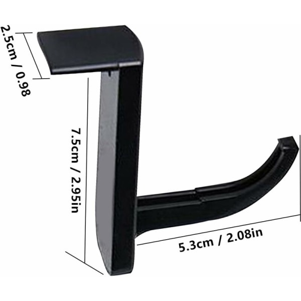 4 stk. Hovedtelefonophæng Hovedtelefonkrog Headset Monitor Headset Holder Stick-on Krog Sort 82.5cm