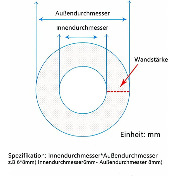 Silikonslang, 8 mm innerdiameter x 12 mm ytterdiameter, 2 mm väggtjocklek
