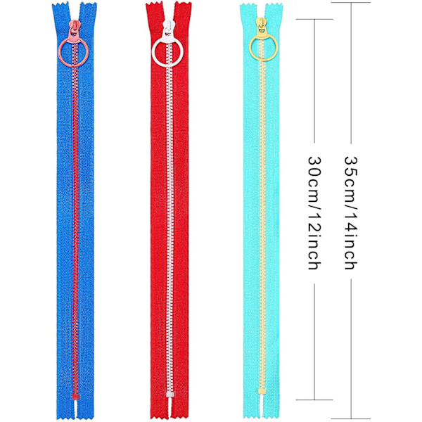 20 st 30 cm färgglada dragkedjor i harts med dragkedjor i nylon för sömnad