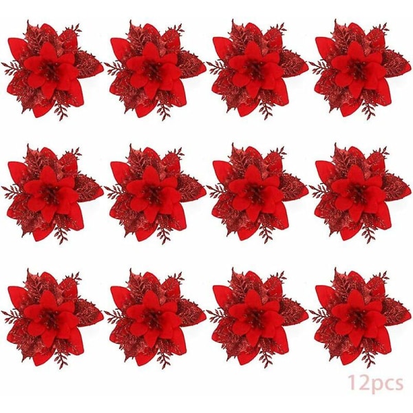12 st konstgjorda julblommor, julstjärna julblomma, C