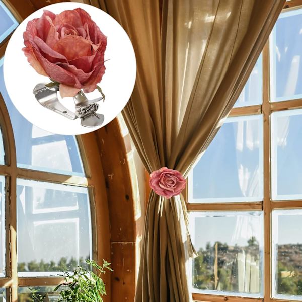 2 stk Blomsterdesign Vindusgardin Båndholder Klips Klemme Blomstergardin