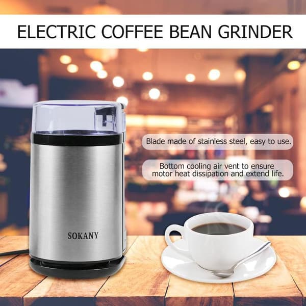 Kaffe Grinder One Touch Push-Button Control, 2/3 Kop Bønnekapacitet, Rustfrit