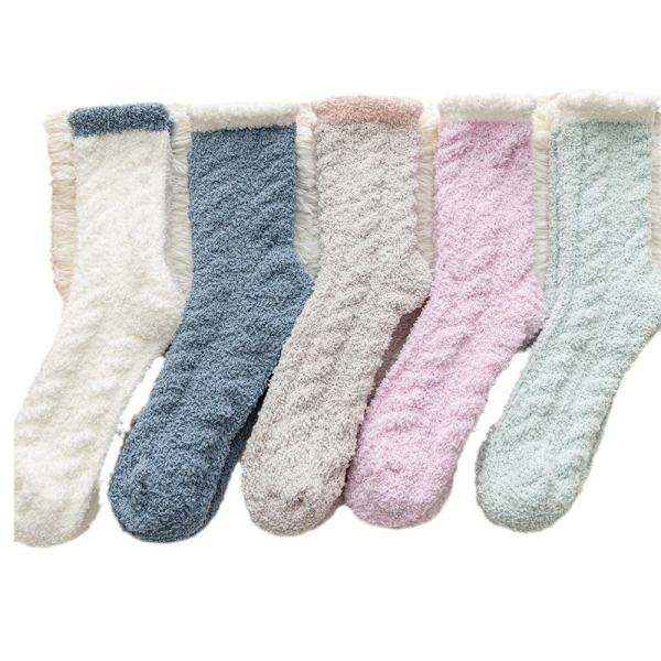 5 par mjuka och fluffiga vinterstrumpor för kvinnor