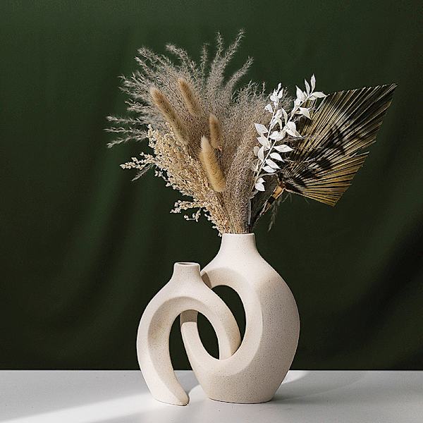Keramisk vas, designvas, vit blomvas, modern bordsvasdekoration