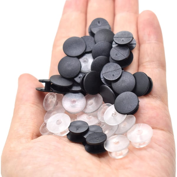 300 stk Clear Black Spenne Plast Button Charms 12mm DIY Sko Charm Backs