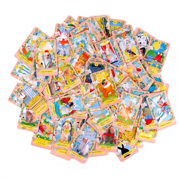 Parti med 78 Bunny Tarotkort, Divinatorisk Tarotkortspil, Divinatorisk Skæbnetarot, Holografisk Tarot med Farvet Æske, Sjovt Kortspil kompatibelt Begynder