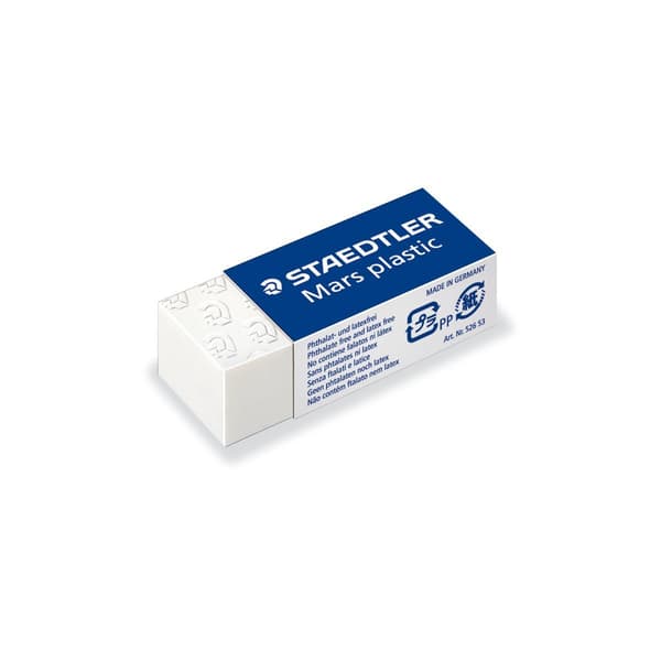 Mars Plastic Eraser Pack Of  Plastic Mini, Hvid