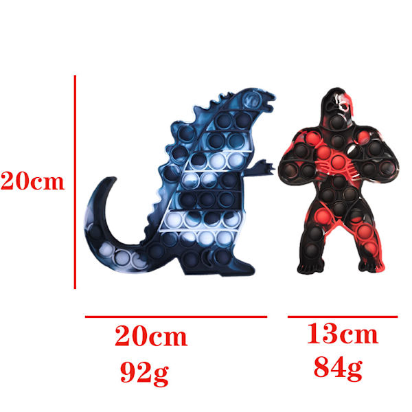 Leksak för barn och vuxna, stressavlastande fidget, antistress-kläm leksak, djur silikon fidget block, bärbar (dinosaurie)