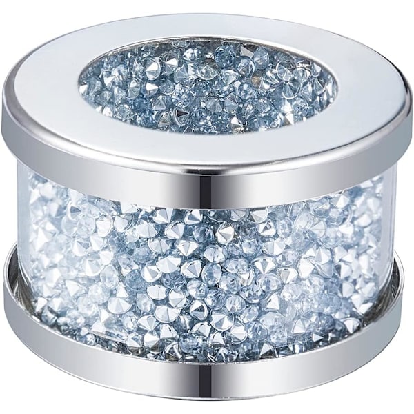 Sølv Diamant Glass Serviettholder Rustfritt Stål Innrammet Krystall Sølv Serviettringer Sett med 4 Stykker