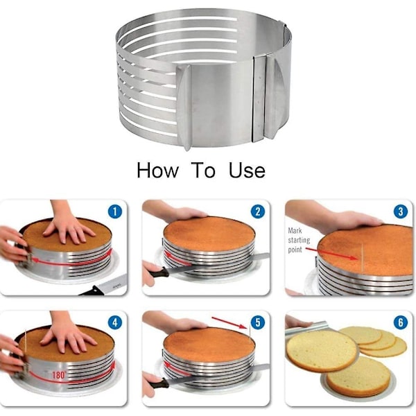 Ring Cutter Lagkage Slicer, Justerbar Ring 7 Lag Mousse