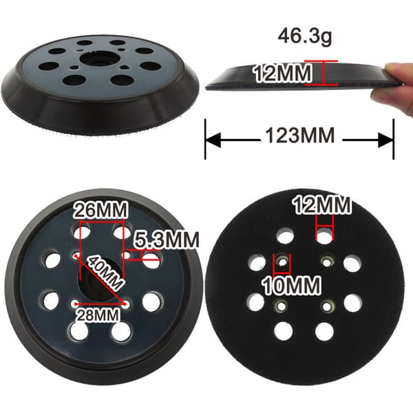Tilbehør Medium Hard Sanding Pad (til maling, spartel, 8 huller, 125mm, Acce