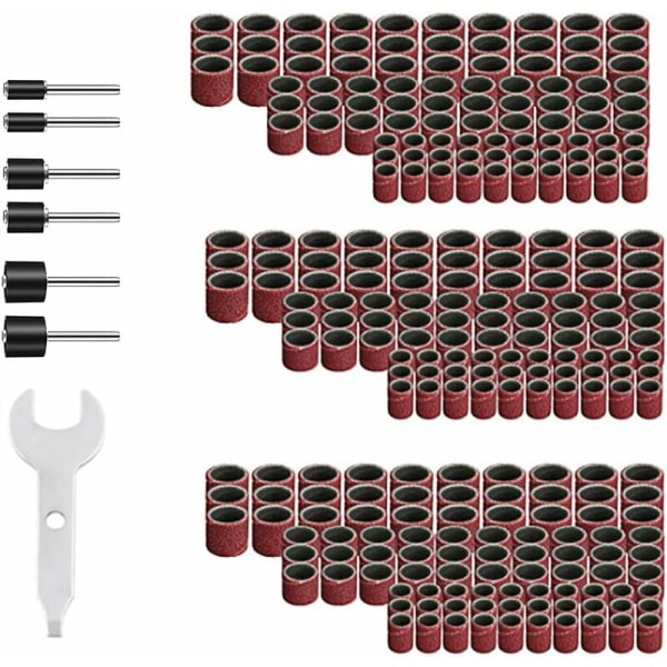 Sett med 307 slipehylser med slipevalse, borechuck og trommelnøkkel