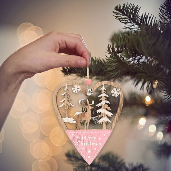 Julepynt i tre, 4 mønstre, trepynt i tre, julepynt i tre med eske for DIY juledekorasjon