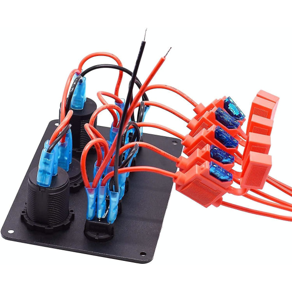 12v / 24v Kontrollpanel, 5 Grupper Av Vippebryterpaneler, Med 5v 4.2a Dobbel Usb-Lader, Vanntett Led-Voltmeter