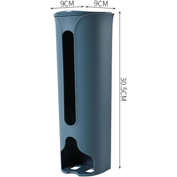 Veggmontert søppelposeholder rullholder søppelposeoppbevaringsdispenser veggmontert plast søppelposeorganisator oppbevaringsorganisator（blå,30,5*9*9cm）