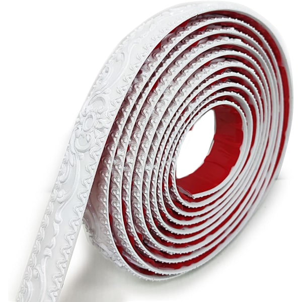 Självhäftande flexibel list, taklist, vägglist för inredning, väggbård, tak (3,6 cm × 5 m vit)
