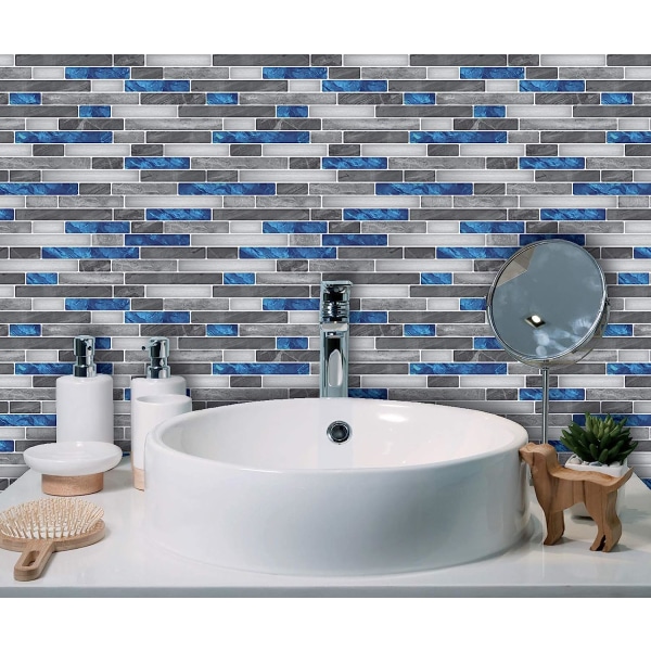 3d 10 Pieces, Self Adhesive Blue Tiles, Adhesive Vinyl Kitchen Backsplash,