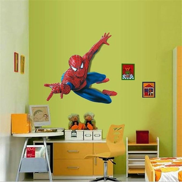 Superhelt veggklistremerke 3D Spiderman Flyttbar PVC veggklistremerke Dekorere B