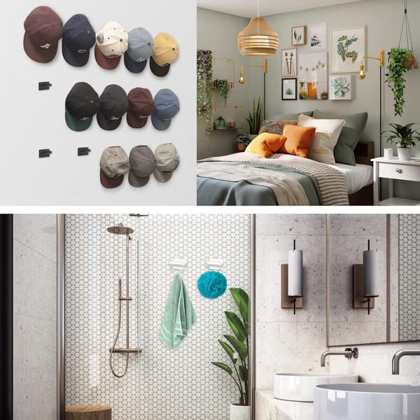 Hat Rack Hat Hangers til væg 15 stk. Hat Organizer, Hat Racks til Baseball Caps, Ingen boring Hat Hooks Sort