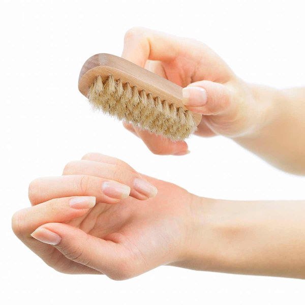 Rengöringsborste för naglar och nagelband i trä, 2-sidig, för manikyr och pedikyr, 4-pack