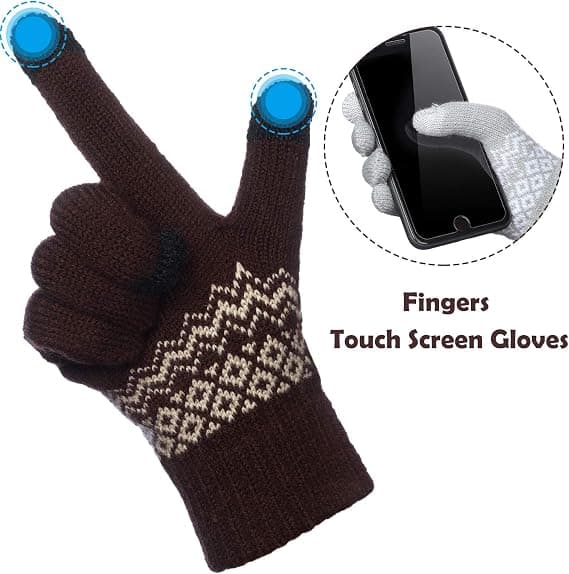 6 par dam vinter touchscreen handskar varma fleecefodrade stickade handskar