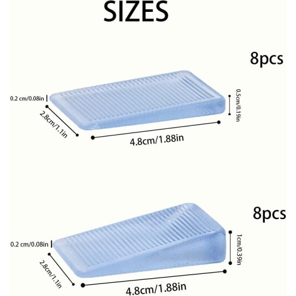 16 stk møbelutjevningskiler sklisikker gummistøtte for spisestue møbler teppekiler for innendørs bad kjøkken barneromsdører